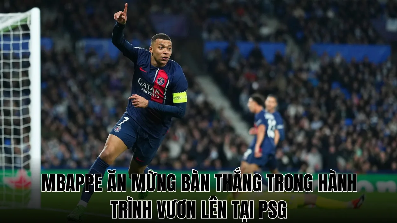 Mbappe ăn mừng bàn thắng trong hành trình vươn lên tại PSG